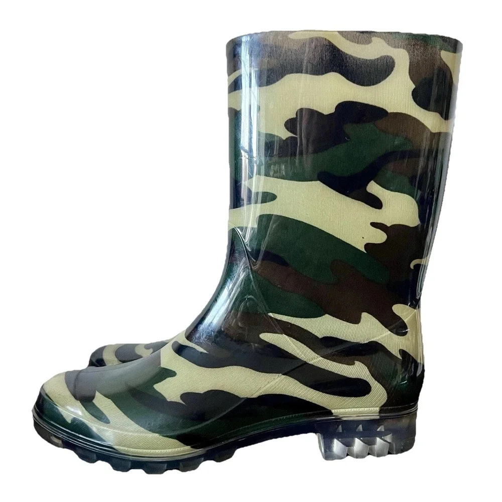 Corkys‎ Womens Camouflage Rain Boots Green Camo Waterproof Mid Calf Size 7